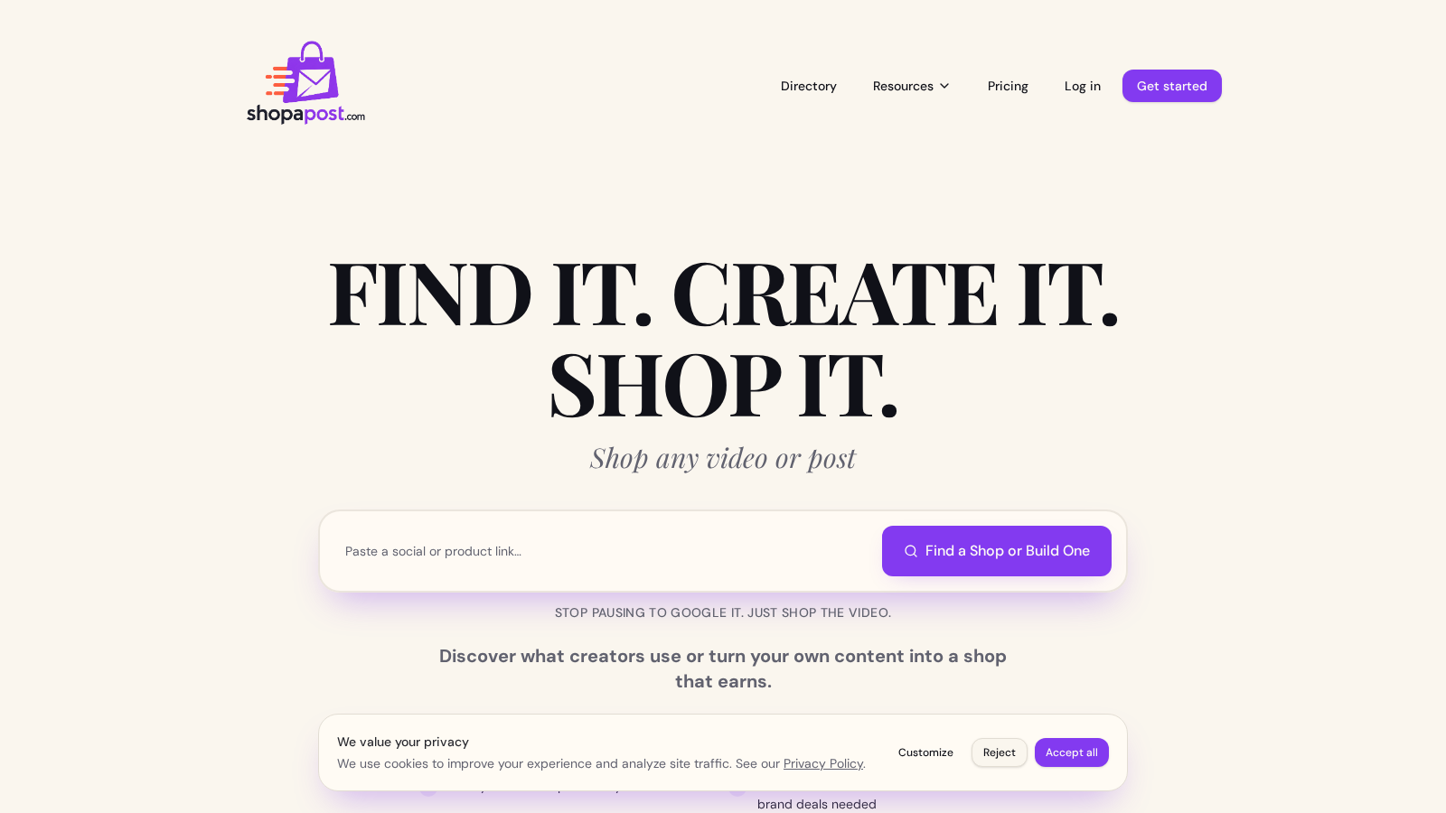 ShopaPost homepage screenshot